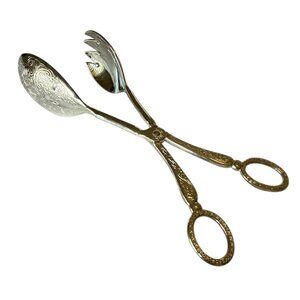 Vintage Silver Plated Spoon Salad Tongs